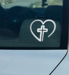 Heart Cross Car Window Decal Sticker