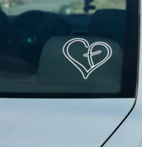 Heart Cross Car Window Decal Sticker