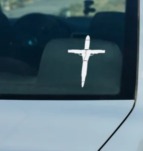 Guns & Bullets Cross Vinyl Decal Sticker